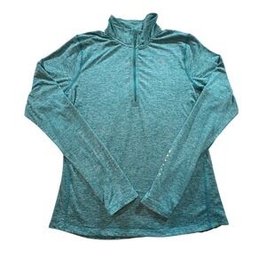 Nike Dri-FIT Womens Quarter Zip Running Top Teal Heather Thumbhole Pullover M